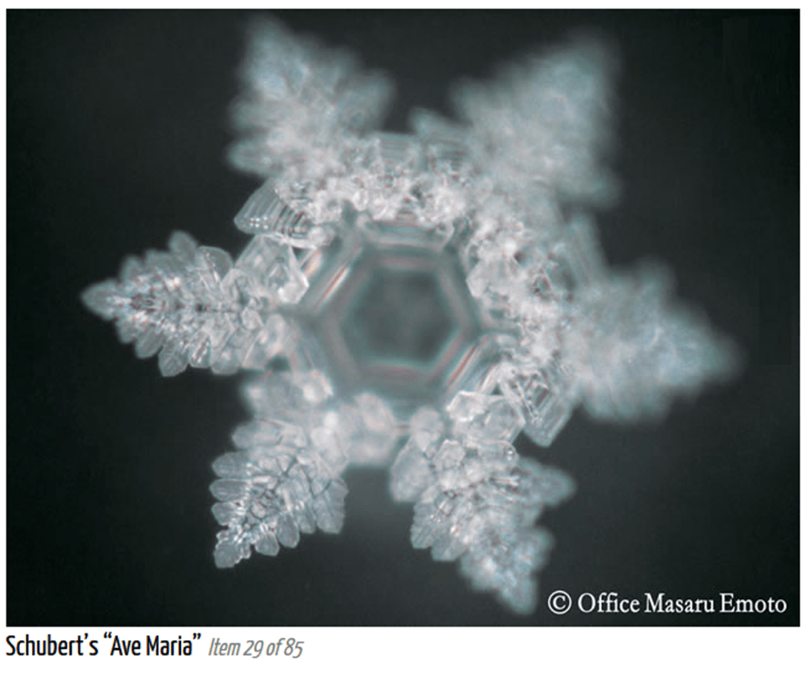 Water crystal associated with Ave Maria, love and hope