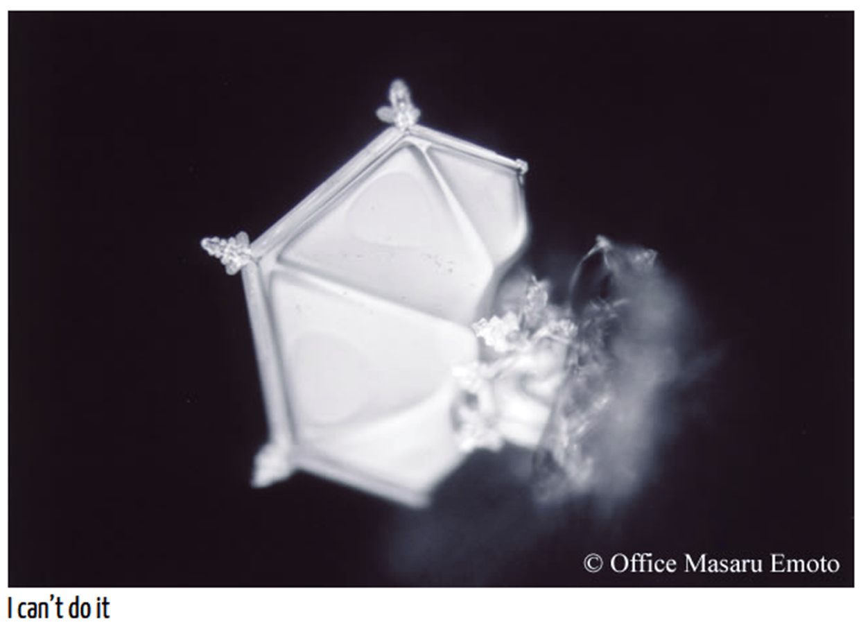 Water crystal associated with the negative thought I cannot do it