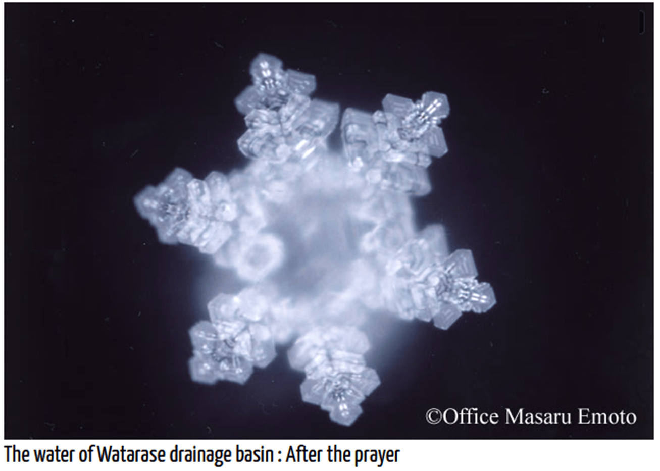 Water crystal after prayer showing symmetry and balance