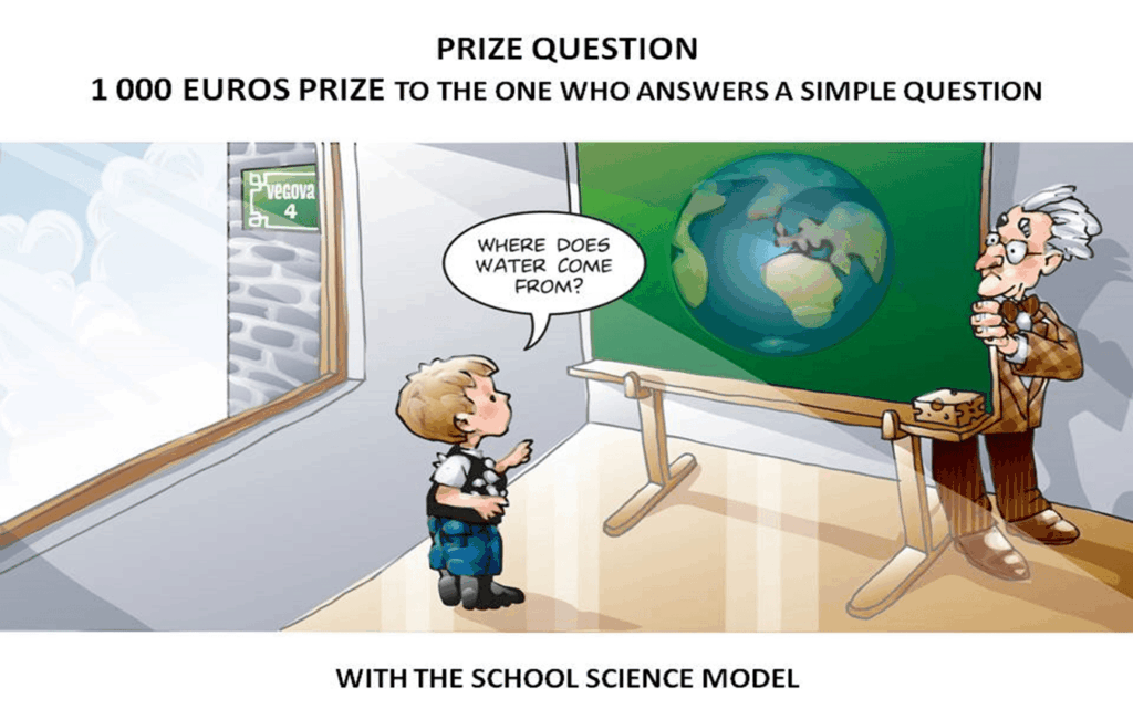 Prize question asking where water comes from