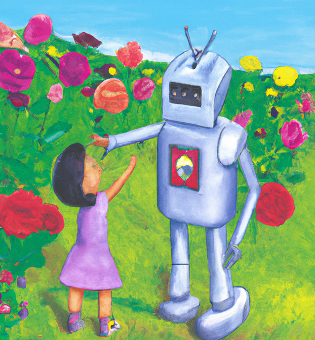 Robot in dekle kot prikaz komunikacije